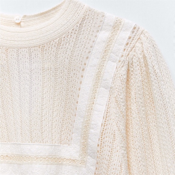 Zara NWT Ecru Romantic Knit Top size L - Picture 1 of 8